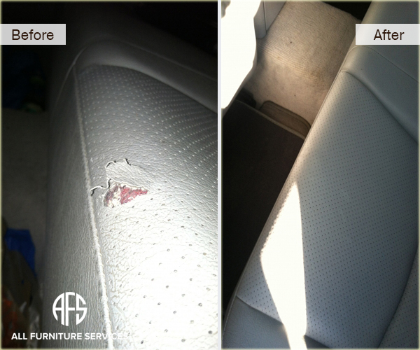 Car seat perforated leather repair dyeing NJ Furniture Repairs